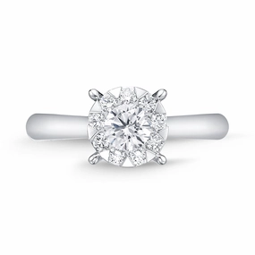 Memoire 18ct White Gold 0.60 Carat Diamond Bouquet Solitaire Ring