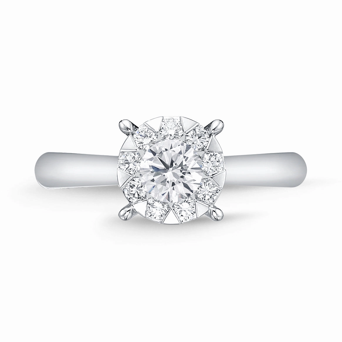 Memoire 18ct White Gold 0.60 Carat Diamond Bouquet Solitaire Ring