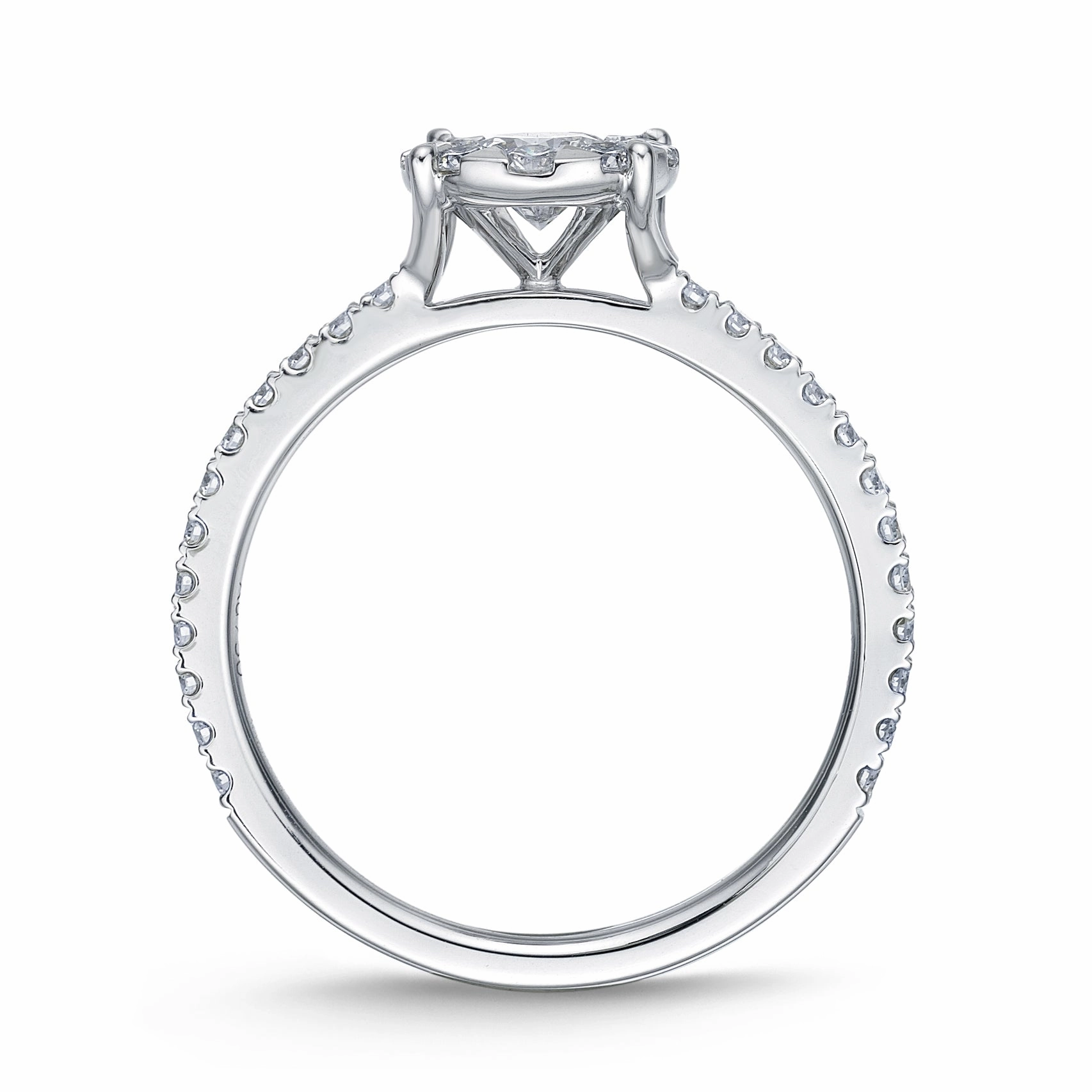 Memoire 18ct White Gold 0.70 Carat Diamond Bouquet Halo Solitaire Ring