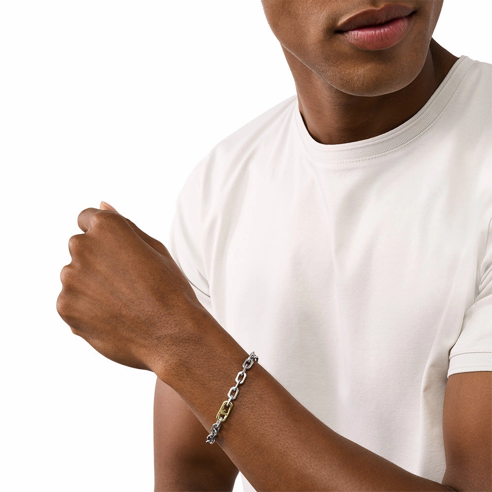 Michael Kors Silver-Plated Stainless-Steel Logo Fancy Curb Bracelet