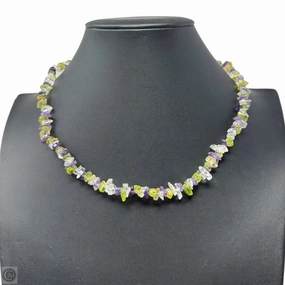Multi-Stone Chip Beaded Necklace Unbranded