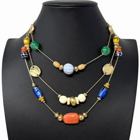 Multi Strand Beaded Collar Necklace By Chicos
