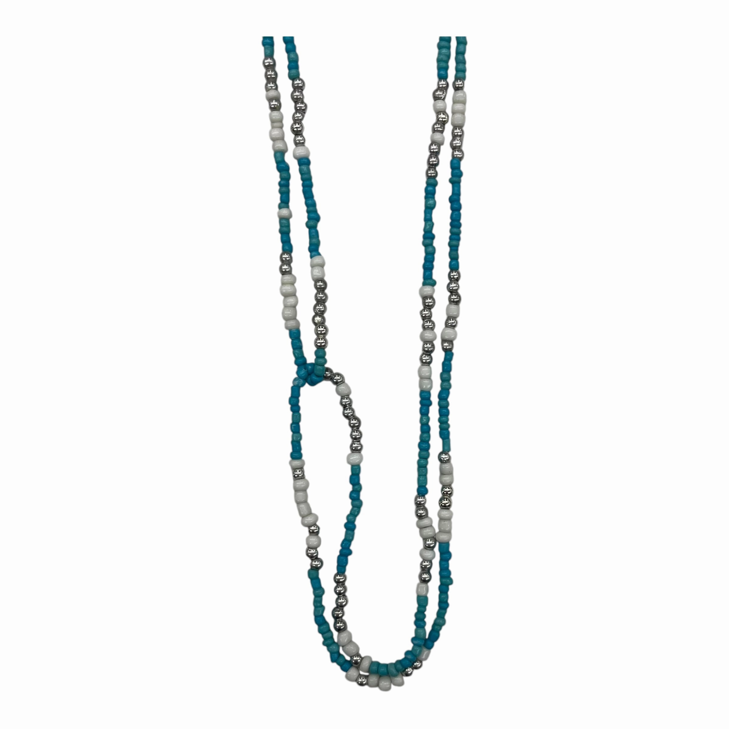 Necklace Chain By Cmf In Blue & White
