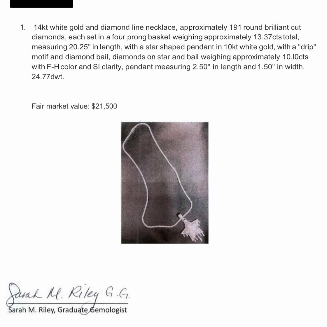 Necklace Luxury Designer in White Gold