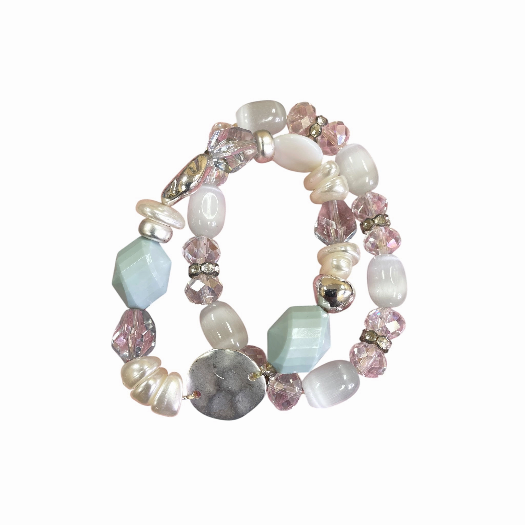 Necklace Set By Cme In Grey & White, Size:02 Piece Set