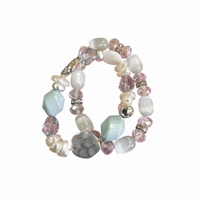 Necklace Set By Cme In Grey & White, Size:02 Piece Set