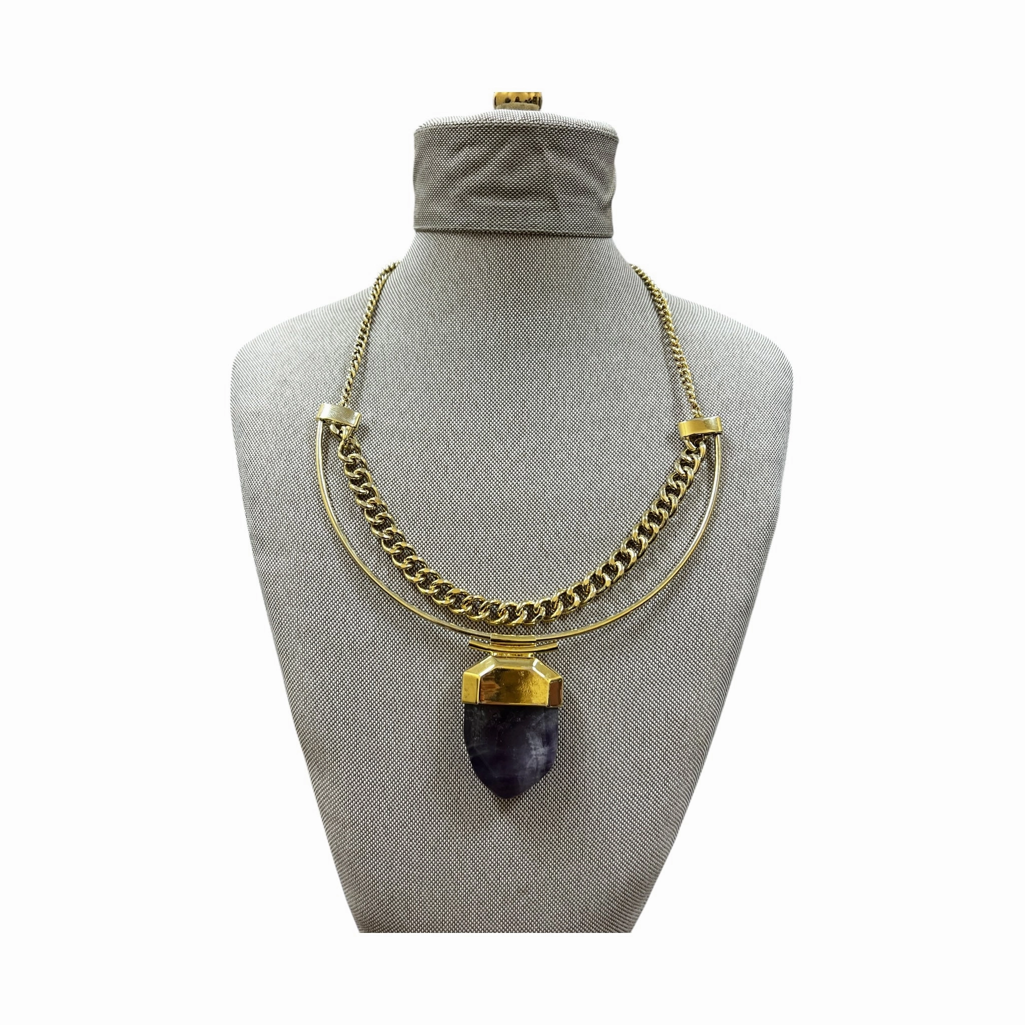 Necklace Statement By French Connection In Gold & Purple
