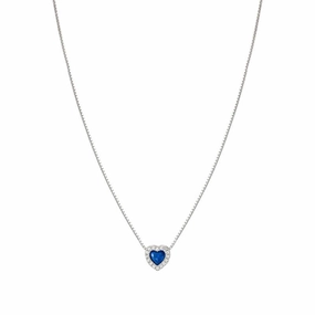 Nomination All My Love Necklace, Heart, Blue Cubic Zirconia, Silver