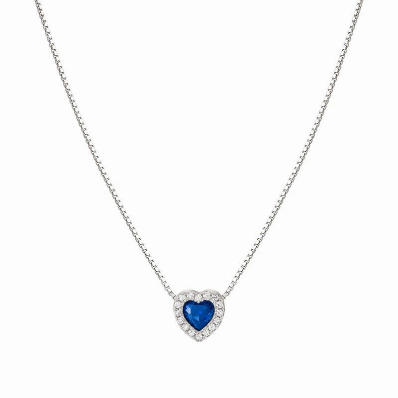 Nomination All My Love Necklace, Heart, Blue Cubic Zirconia, Silver