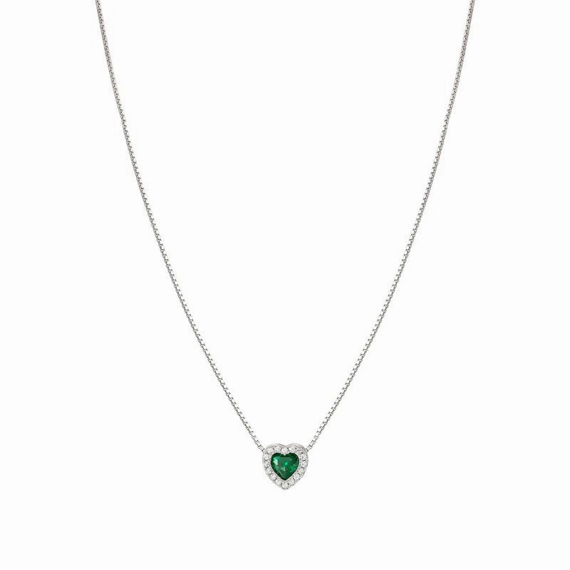 Nomination All My Love Necklace, Heart, Green Cubic Zirconia , Silver