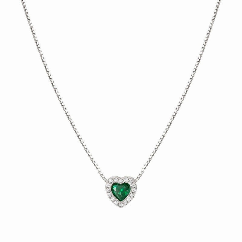 Nomination All My Love Necklace, Heart, Green Cubic Zirconia , Silver