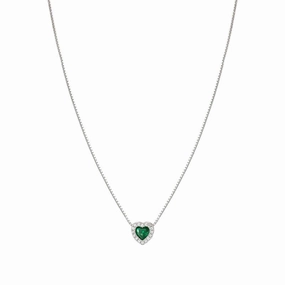 Nomination All My Love Necklace, Heart, Green Cubic Zirconia , Silver