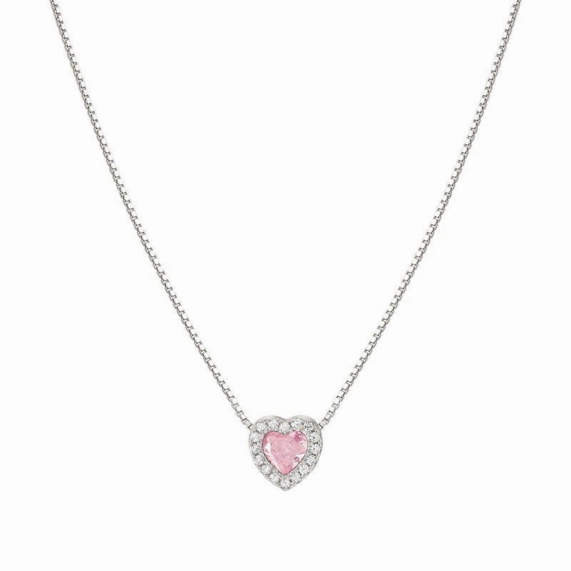 Nomination All My Love Necklace, Heart, Pink Cubic Zirconia, Silver