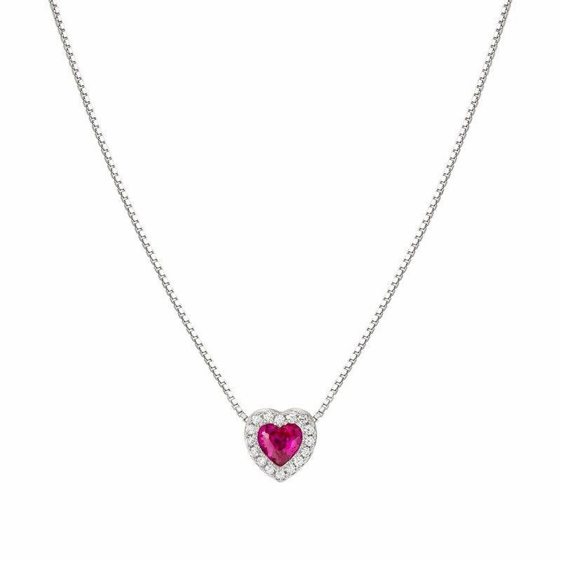 Nomination All My Love Necklace, Heart, Red Cubic Zirconia, Silver