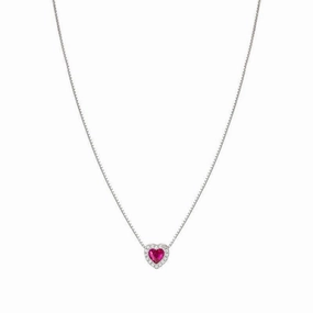 Nomination All My Love Necklace, Heart, Red Cubic Zirconia, Silver