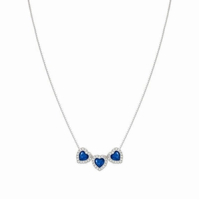 Nomination All My Love Necklace, Triple Heart, Blue Cubic Zirconia , Silver