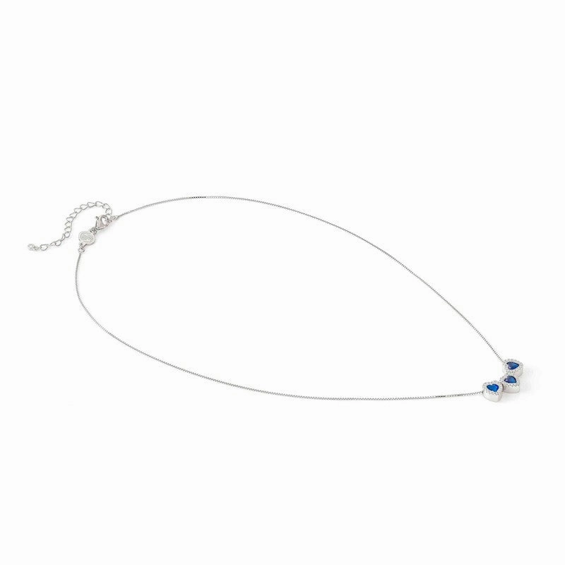 Nomination All My Love Necklace, Triple Heart, Blue Cubic Zirconia , Silver
