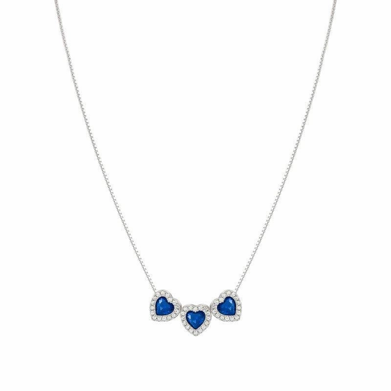 Nomination All My Love Necklace, Triple Heart, Blue Cubic Zirconia , Silver