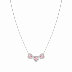 Nomination All My Love Necklace, Triple Heart, Pink Cubic Zirconia , Silver