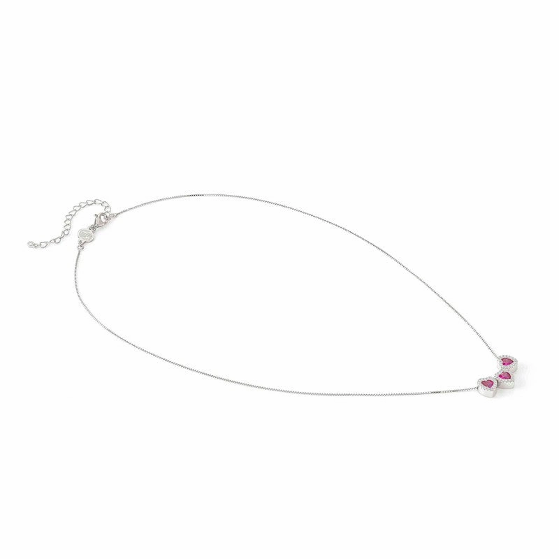 Nomination All My Love Necklace, Triple Heart, Red Cubic Zirconia , Silver