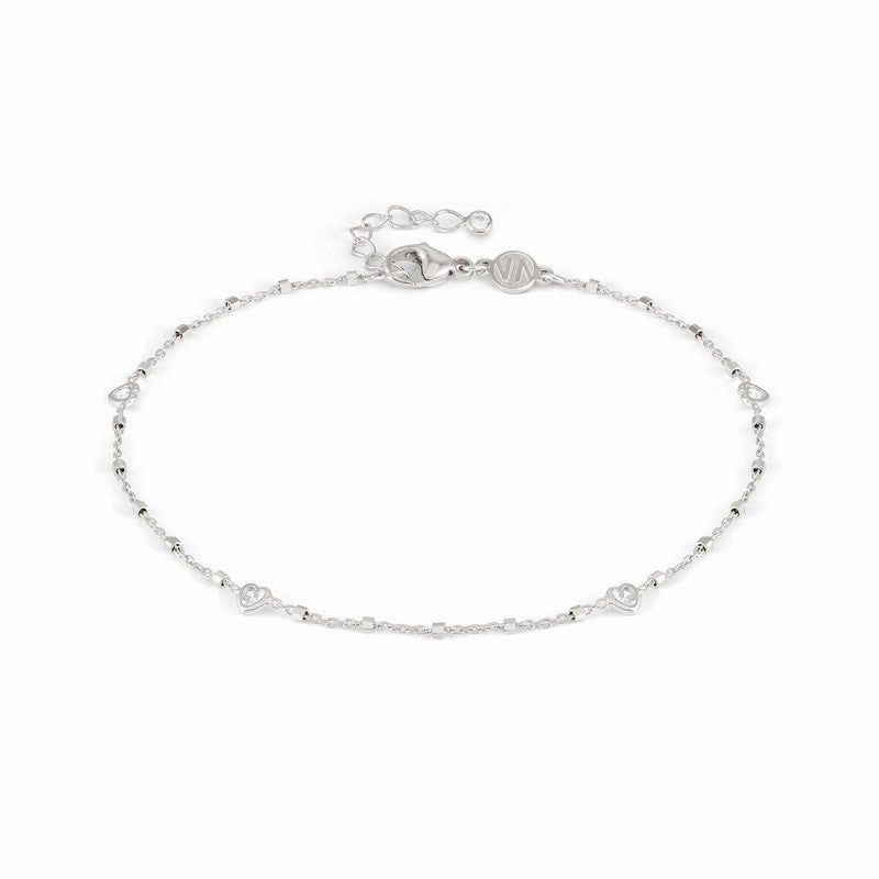 Nomination Anklets, Hearts, White Cubic Zirconia, Silver