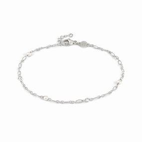 Nomination Anklets, Pearl Stone, White Cubic Zirconia, Silver