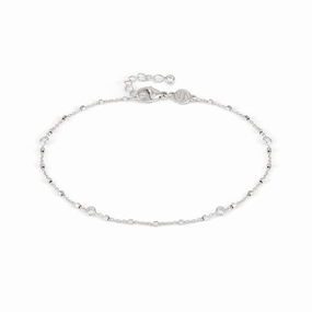 Nomination Anklets, Round, White Cubic Zirconia, Silver