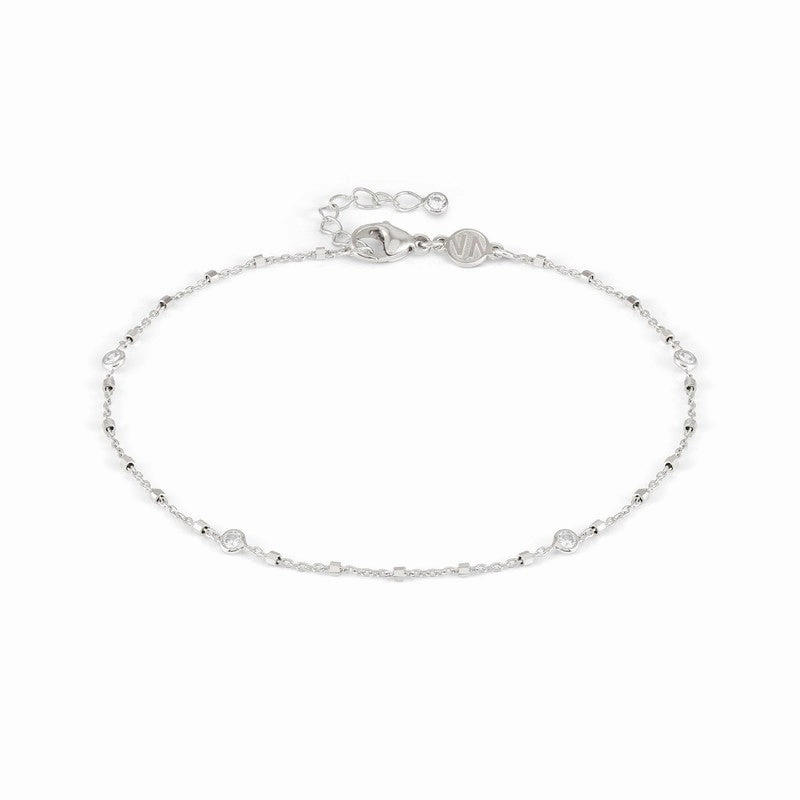 Nomination Anklets, Round, White Cubic Zirconia, Silver