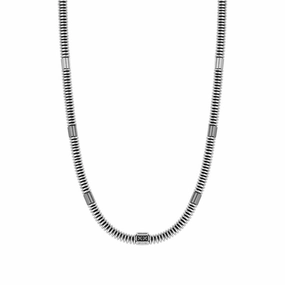 Nomination B-Yond Necklace, Hyper Edition, Washer Link Chain, Black Cubic Zirconia, Silver, Stainless Steel
