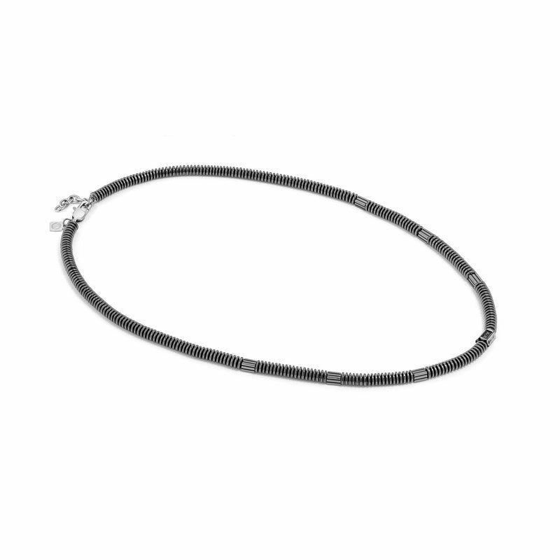 Nomination B-Yond Necklace, Hyper Edition, Washer Link Chain, Black Cubic Zirconia, Vintage Black PVD, Stainless Steel