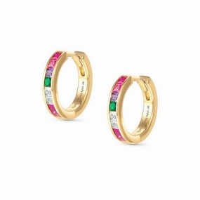 Nomination Carismatica Earrings, Hoop, Multicolour Cubic Zirconia, 18K Gold