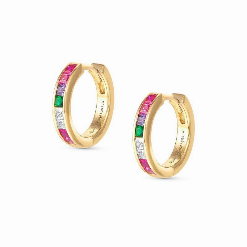 Nomination Carismatica Earrings, Hoop, Multicolour Cubic Zirconia, 18K Gold
