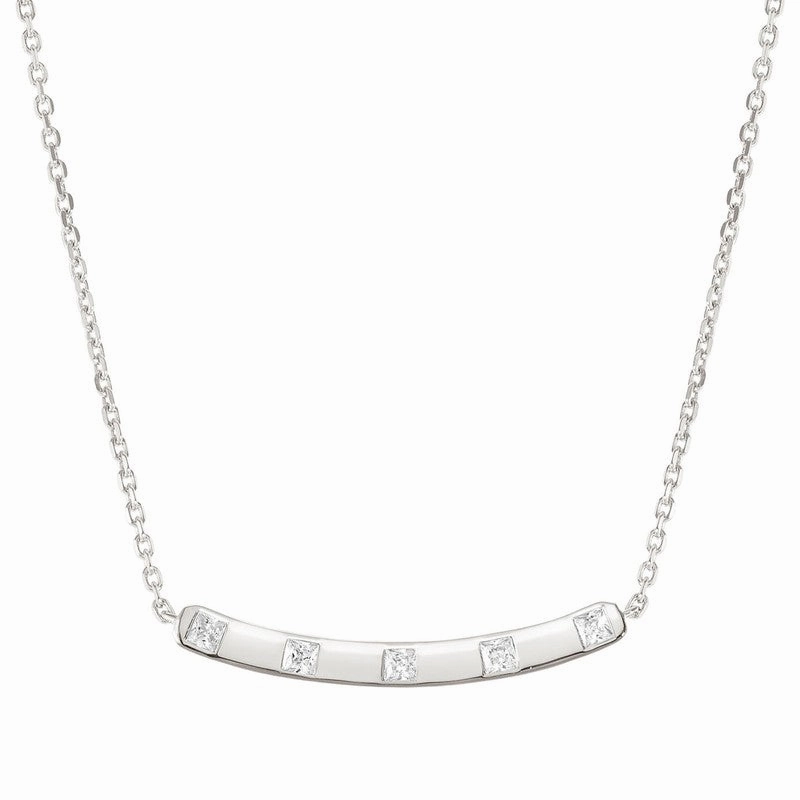 Nomination Carismatica Necklace, Bar, White Cubic Zirconia, Silver