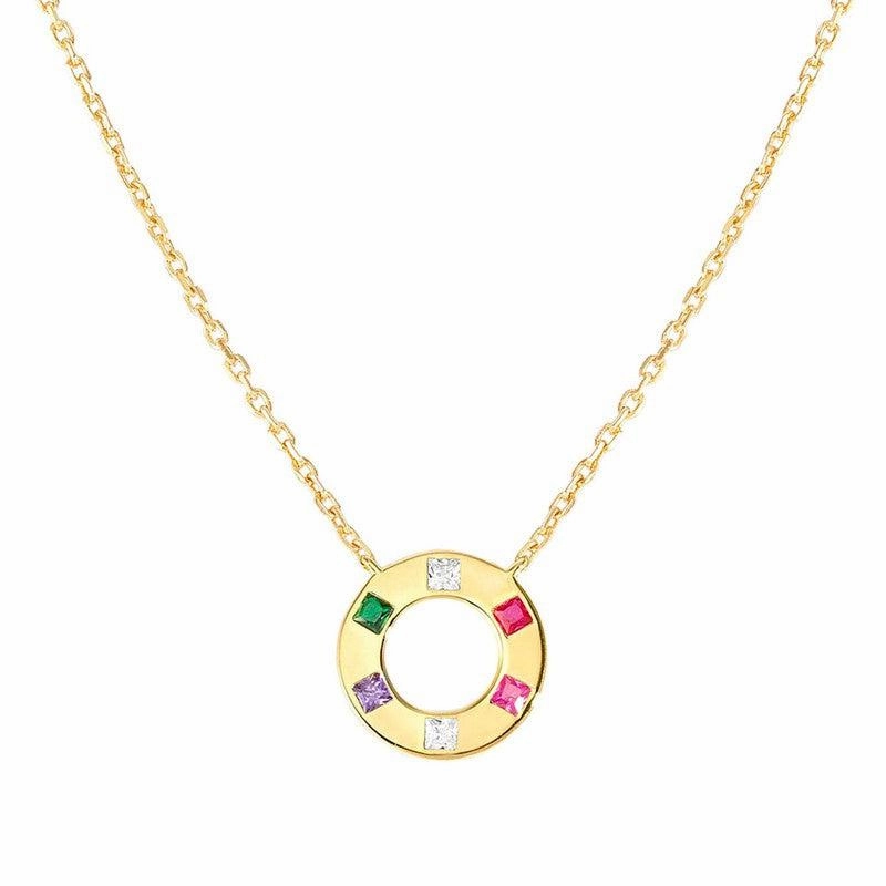 Nomination Carismatica Necklace, Circle, Multicolour Cubic Zirconia, 18K Gold