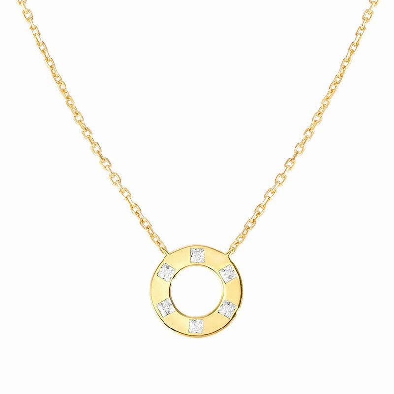Nomination Carismatica Necklace, Circle, White Cubic Zirconia, 18K Gold