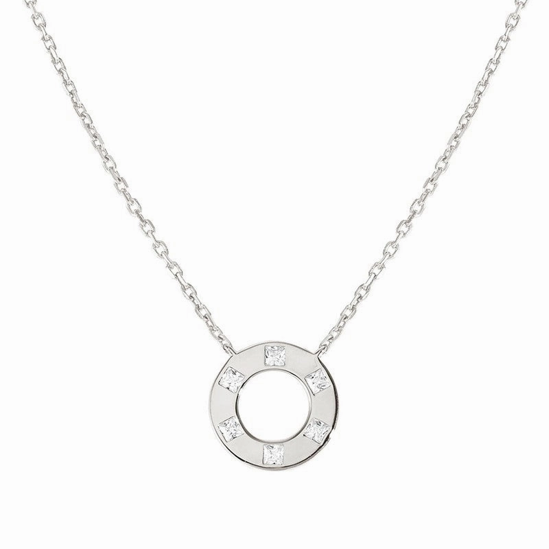 Nomination Carismatica Necklace, Circle, White Cubic Zirconia, Silver