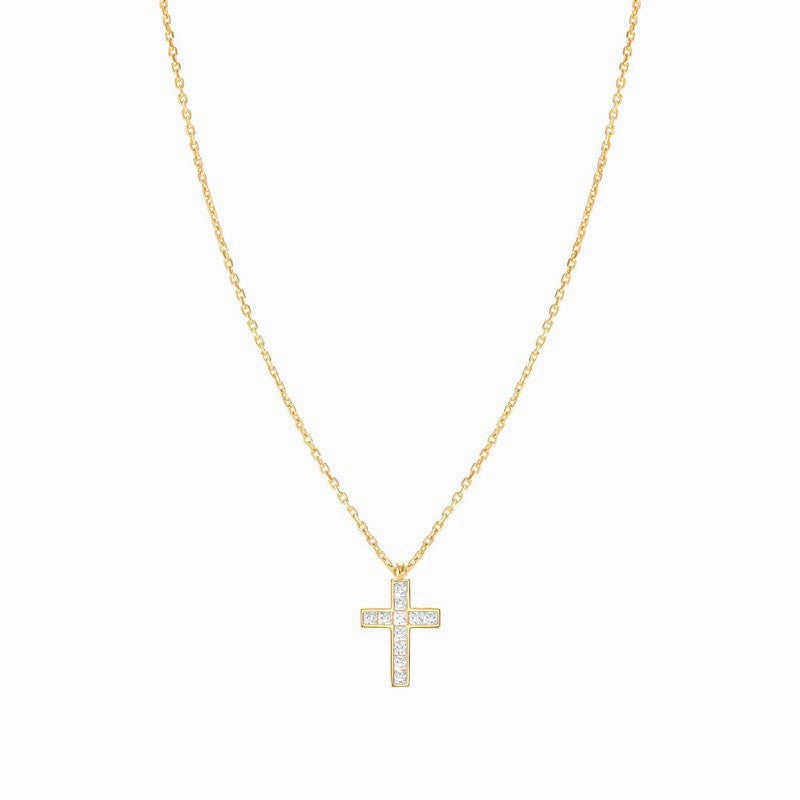 Nomination Carismatica Necklace, Large Cross, White Cubic Zirconia, 18K Gold