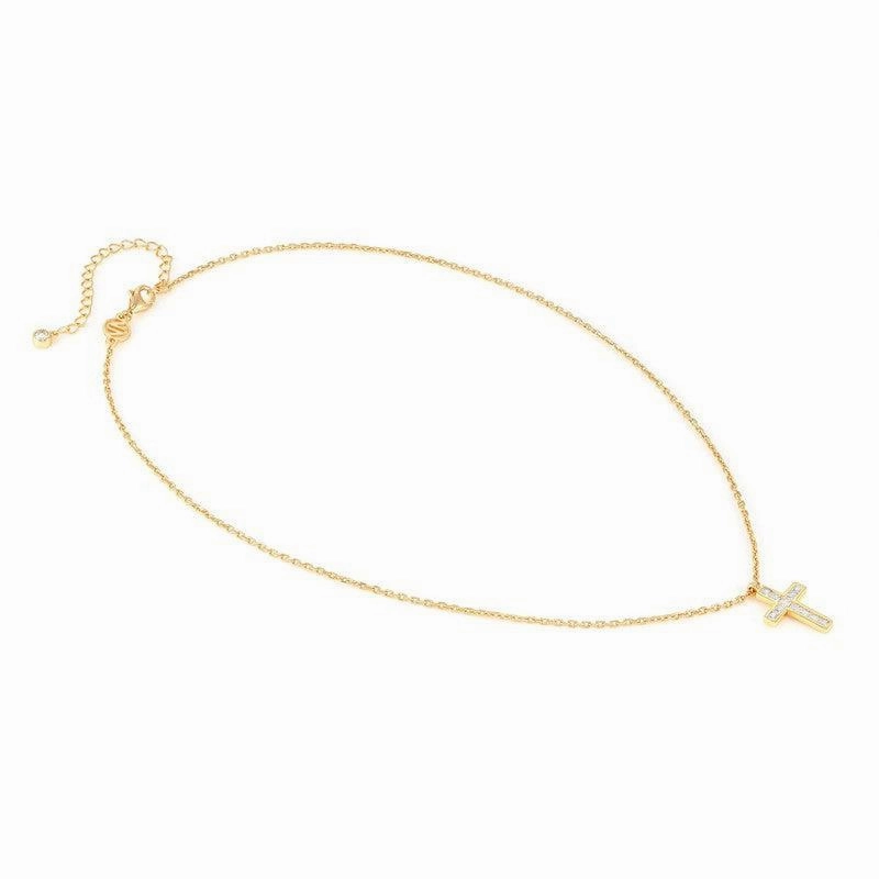 Nomination Carismatica Necklace, Large Cross, White Cubic Zirconia, 18K Gold