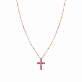 Nomination Carismatica Necklace, Rose Gold Cross & Pink Stones