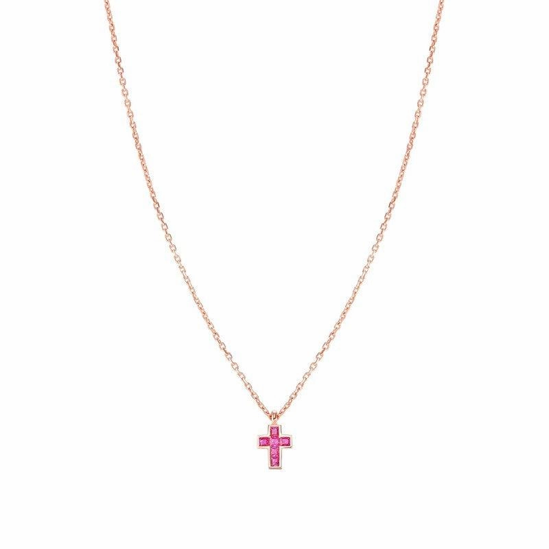Nomination Carismatica Necklace, Rose Gold Cross & Pink Stones