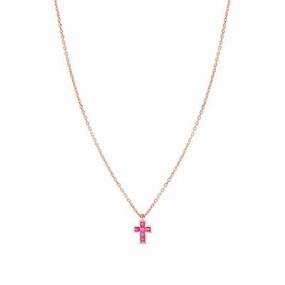 Nomination Carismatica Necklace, Rose Gold Cross & Pink Stones