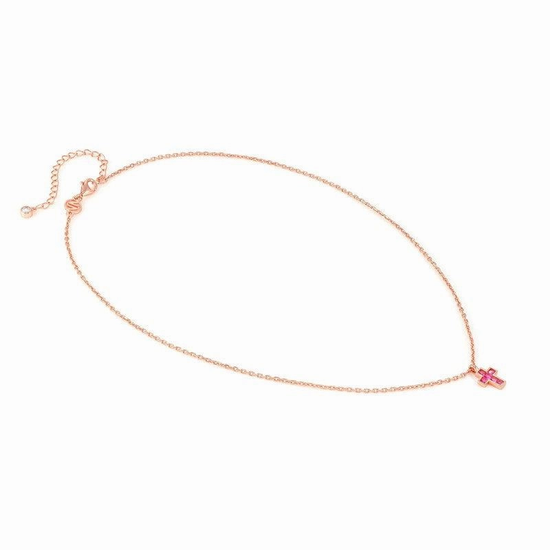 Nomination Carismatica Necklace, Rose Gold Cross & Pink Stones