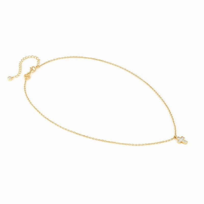 Nomination Carismatica Necklace, Small Cross, White Cubic Zirconia, 18K Gold