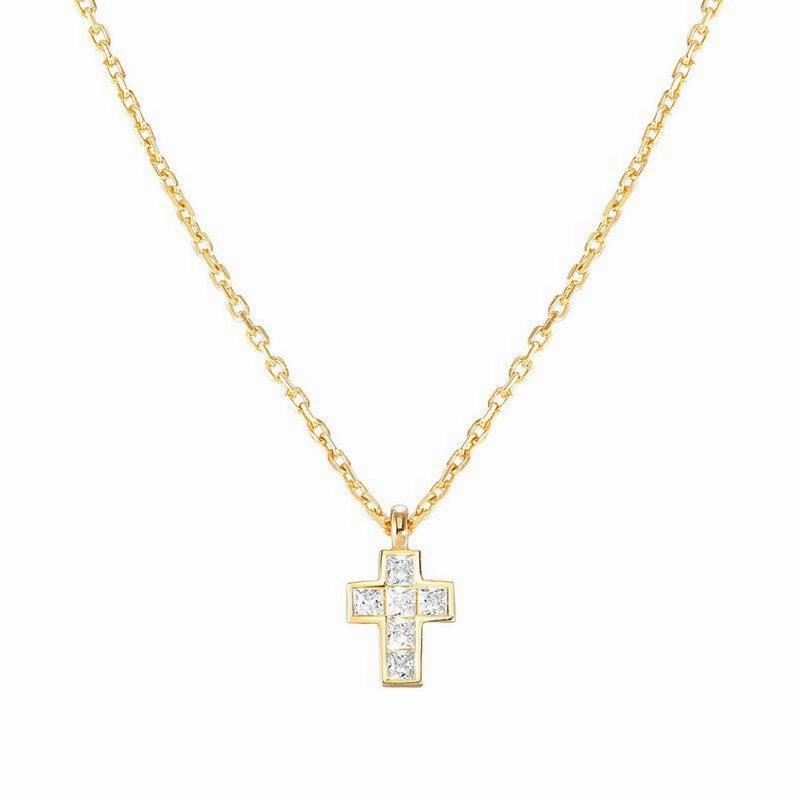 Nomination Carismatica Necklace, Small Cross, White Cubic Zirconia, 18K Gold