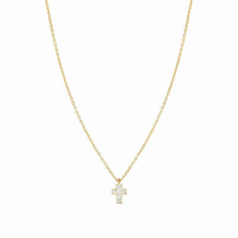 Nomination Carismatica Necklace, Small Cross, White Cubic Zirconia, 18K Gold