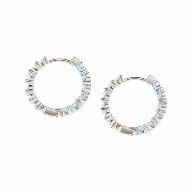 Nomination Chic&Charm Earrings, Hoop, White & Light Blue Cubic Zirconia, Sterling Silver
