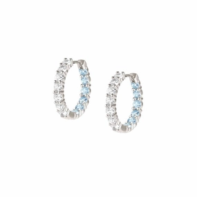 Nomination Chic&Charm Earrings, Hoop, White & Light Blue Cubic Zirconia, Sterling Silver
