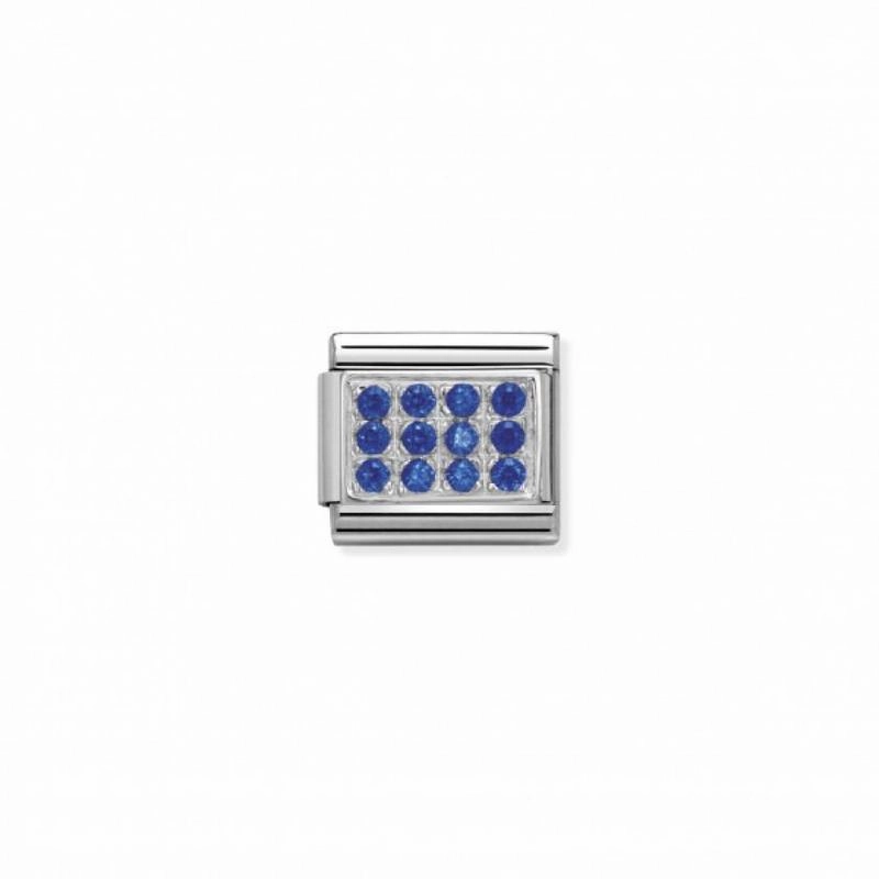 Nomination Classic Silver And Blue Stones Link