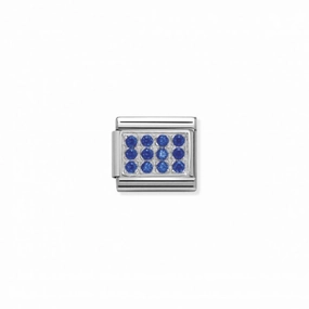 Nomination Classic Silver And Blue Stones Link