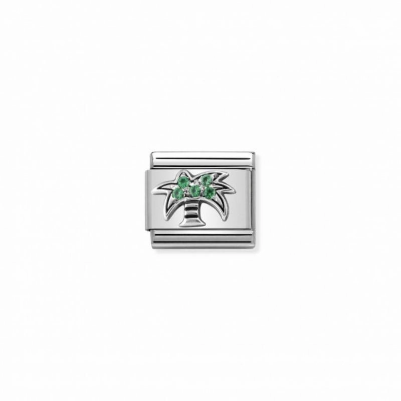 Nomination Classic Silver Palm Tree with Green CZ Link